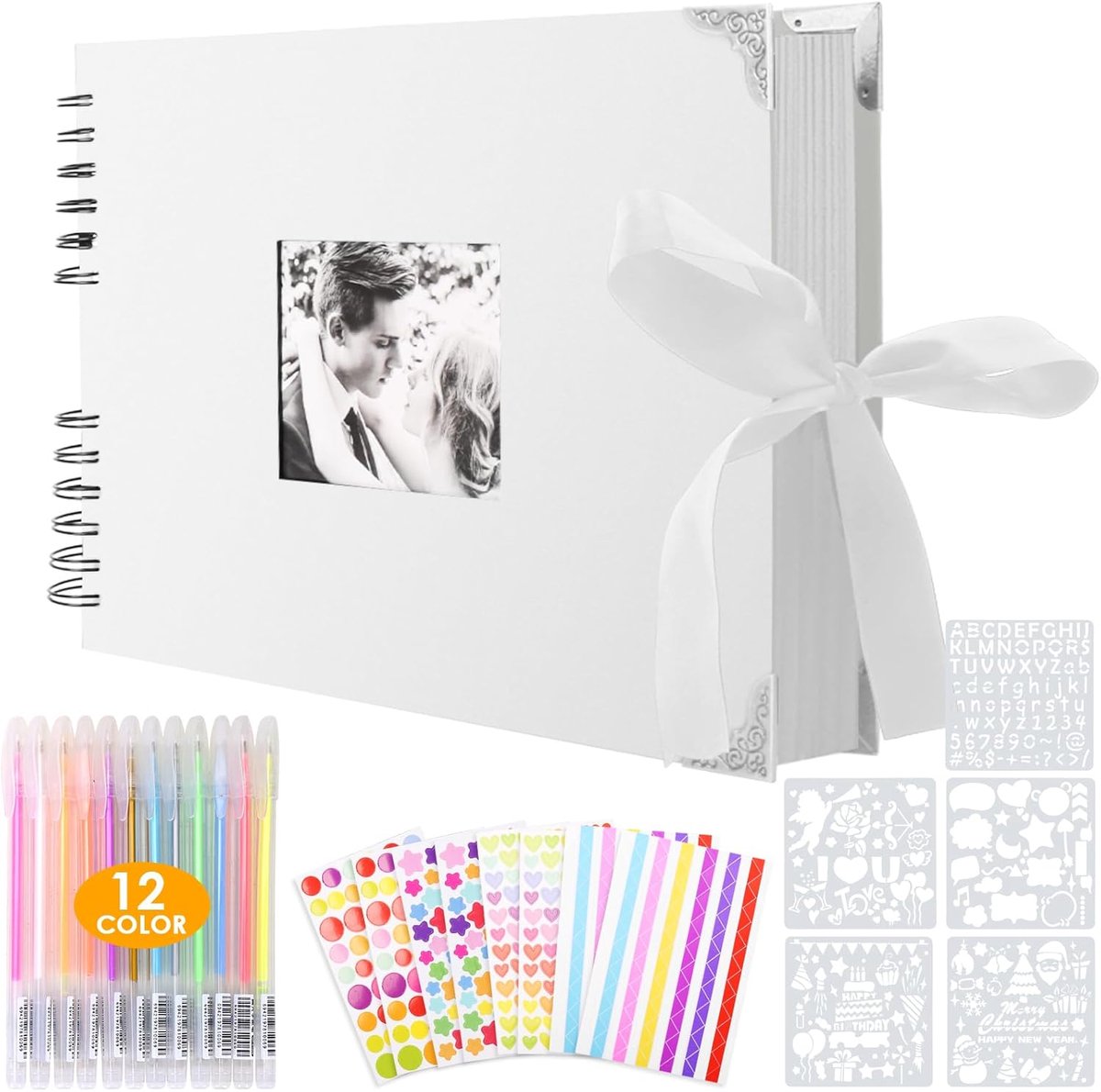 SnelShoppen - DIY Foto Album - Vintage Scrapbook - 80 Witte Pagina's - Handgemaakt - Perfect voor Valentijnsdag, Bruiloften, Baby's en Familie Herinne