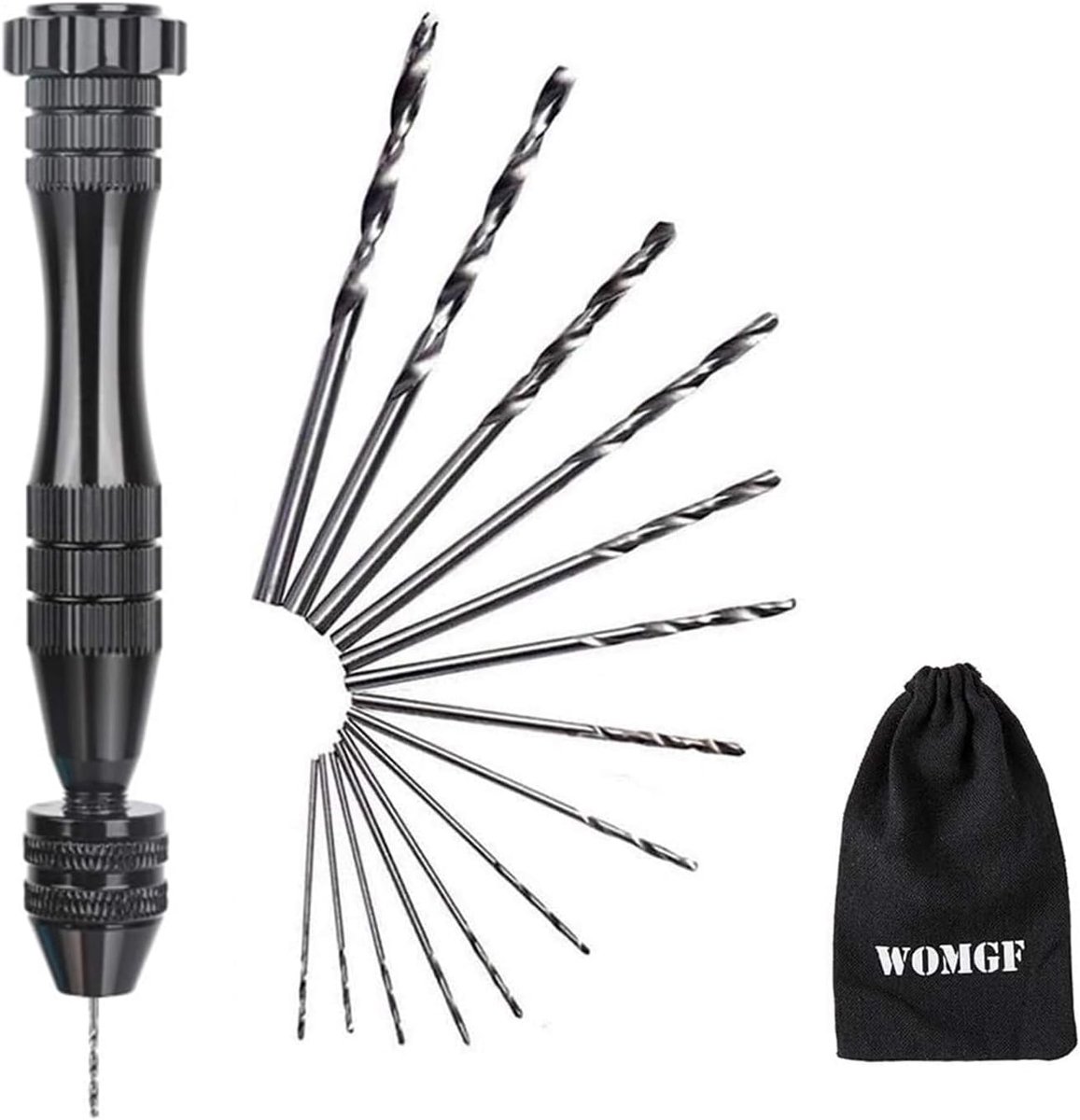 SnelShoppen - 12cm Handboor Set met 14 Mini Spiral Boorbits 0.5-3mm - Handboor voor DIY Modelbouw, Houtbewerking en Handicraft - Roestvrij Staal, 3-Ja