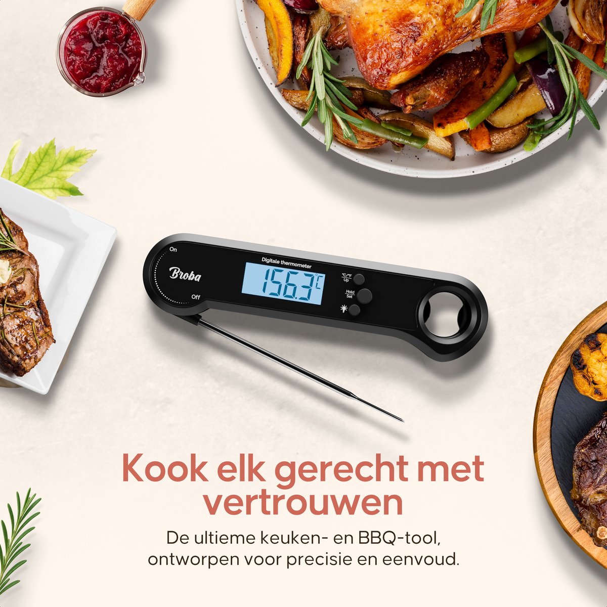 Vleesthermometer BBQ Thermometer - Oventhermometer Keukenthermometer Kookthermometer - Kerntemperatuurmeter Voedselthermometer Kernthermometer - Suikerthermometer Kook Thermometer Vlees Oven Keuken - Temperatuurmeter Digitaal - Barbecue Accessoires — cadeau in Sieraden - foto 6