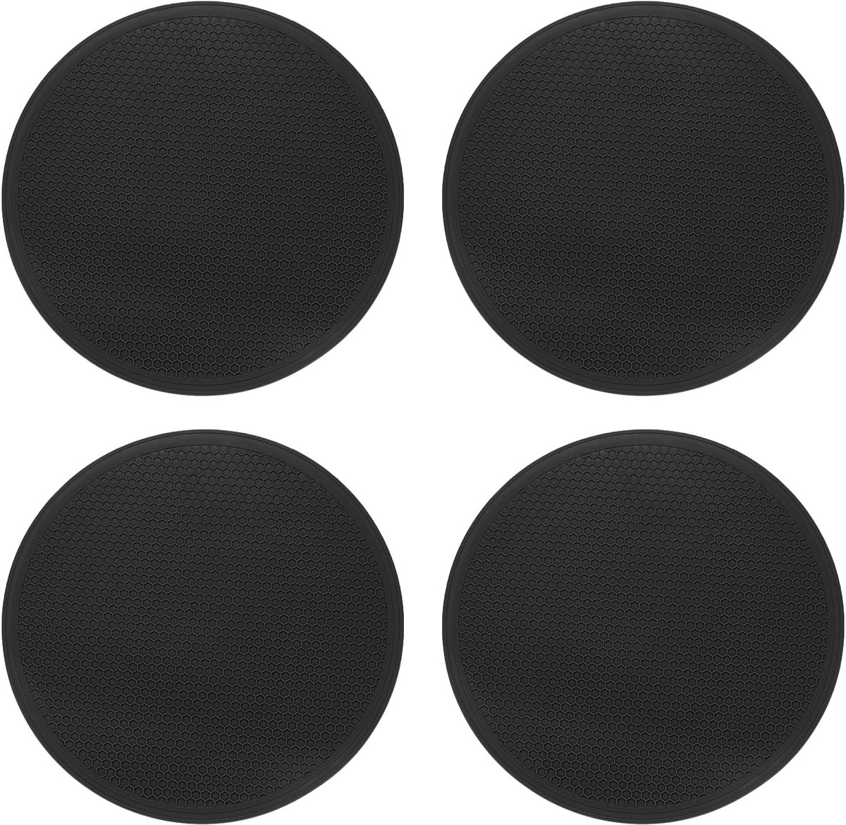 SnelShoppen - 4 Siliconen Pannenlappen 30 cm - Ronde Antislip Onderzetters voor Hete Potten en Pannen - Hittebestendige Keukenaccessoires - Zwart - Du