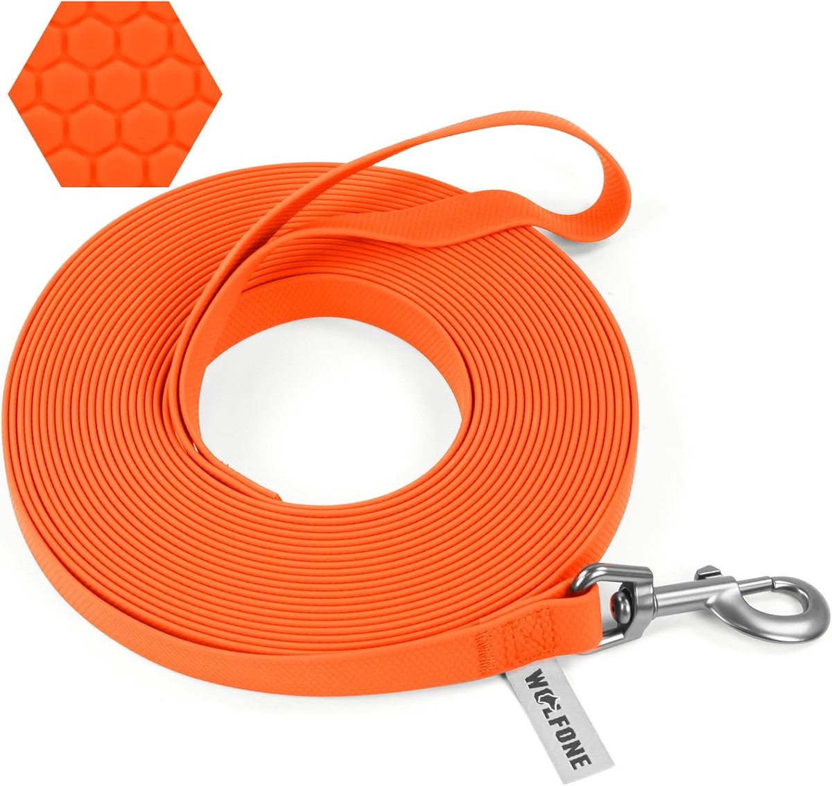 SnelShoppen - 15m Oranje Heavy Duty Robuuste Hondenriem met Antislip Handvat, Waterdichte Lange Hondenlijn voor Buitenactiviteiten