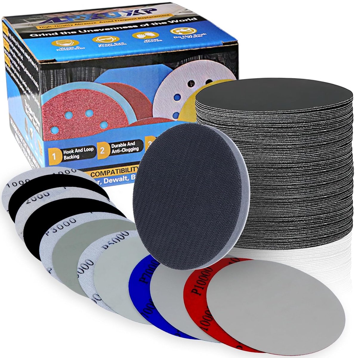 SnelShoppen - Sanding Discs 125mm Waterdichte Schuurpapier Set 71 Stuks P1000 P1500 P2000 P3000 P5000 P7000 P10000 met Schuurpad voor Excentrische Sch