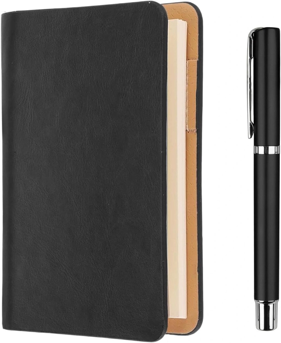 SnelShoppen - A7 Ringband Notitieboekje Herbruikbaar Beige Papier Mini Notebook met Navullingen en Zwarte Matte Gel Pen voor School, Notities en Reisd