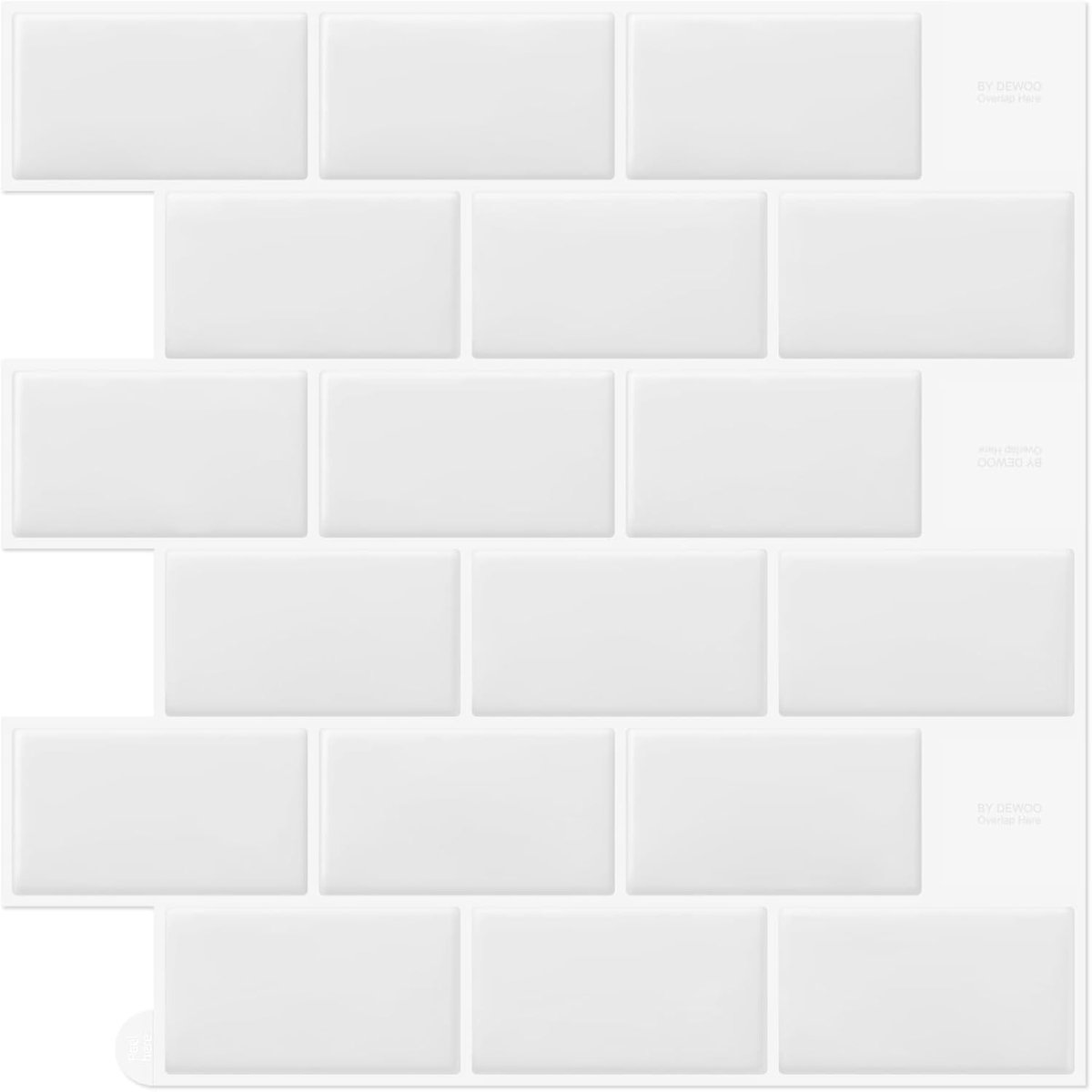 SnelShoppen - 20 Stuks Zelfklevende Wandtegels 3D Effect Wit voor Keuken en Badkamer 30.5x30.5cm - Metro Tegels voor Muurdecoratie