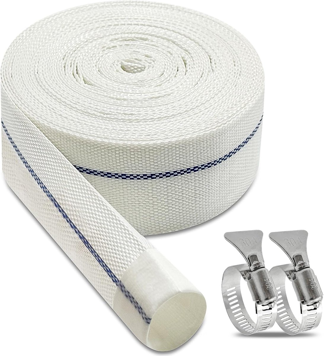 SnelShoppen - 10m Flat Hose 32mm Tuinslang - Irrigatie Slang 1 1/4 Inch - Industrieel Afvoer en Tuin Gebruik - Met Slangklem - Perfect voor Vijvers en