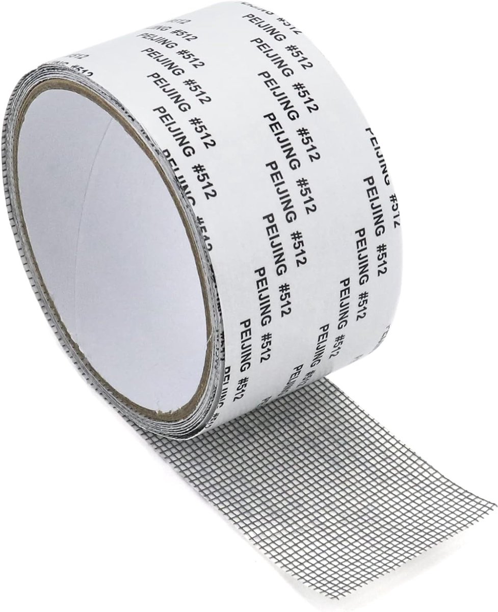 SnelShoppen - Vliegenscherm Reparatie Tape - 2m x 5cm, Zwart, Voor Het Repareren van Gaten en Scheuren, Vliesmateriaal, Vochtbestendig, Vlamvertragend