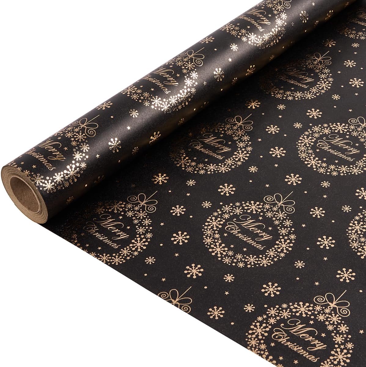 Thijox - 10M Matte Cadeaupapier Roll, Zwart Shine Inpakpapier voor Kerst, Verjaardag en Festivals - Luxe Geschenkverpakking voor Al Je Feestelijke Gel