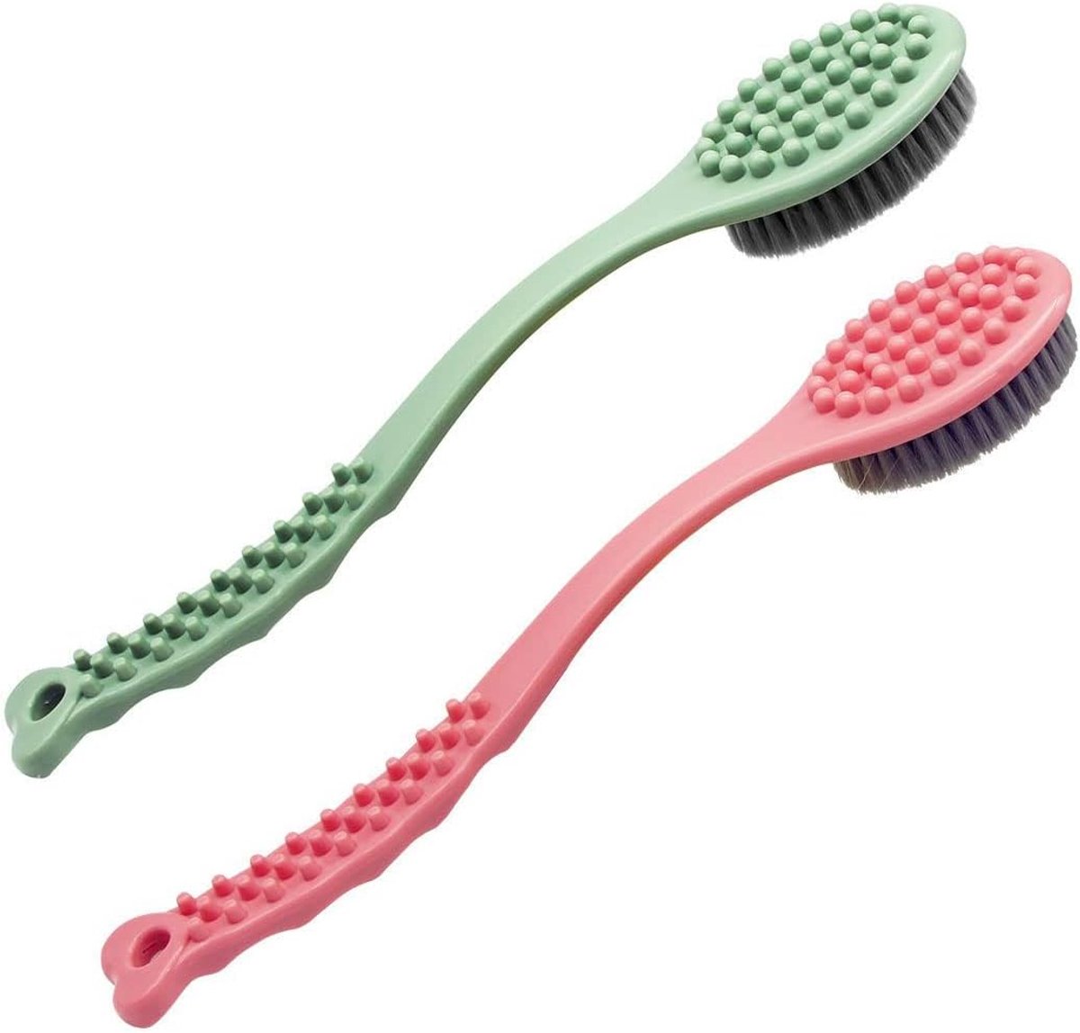 SnelShoppen - Handheld Doucheborstel met Lange Handgreep - Zachte en Comfortabele Lichaamsmassage Borstel voor Exfoliatie van Droge Huid - 14 inch (Gr