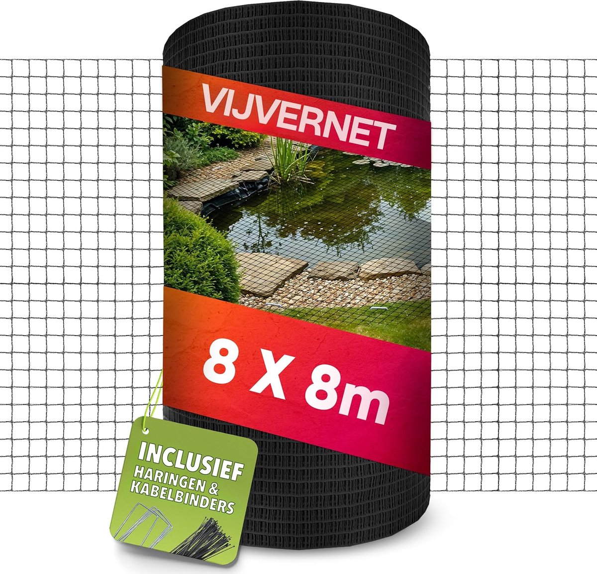 SnelShoppen - Fijnmazig Visnet 8x8 m Weer- en UV-bestendig Vogelnet Kippennet Balkonnet Tegen Duiven en Reigers
