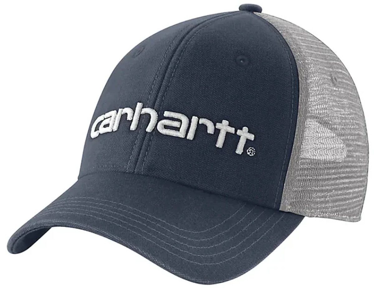 Carhartt Canvas trucker cap met grafisch logo - Navy / White