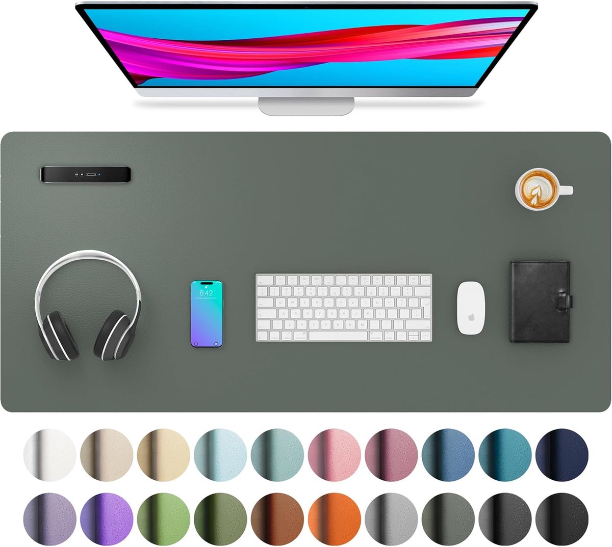 SnelShoppen - Aothia Leren Bureau Onderlegger, Muismat, Antislip PU Leren Bureau Blotting Papier, Laptop Bureau, Waterdichte Bureau Schrijfpad 91x43cm