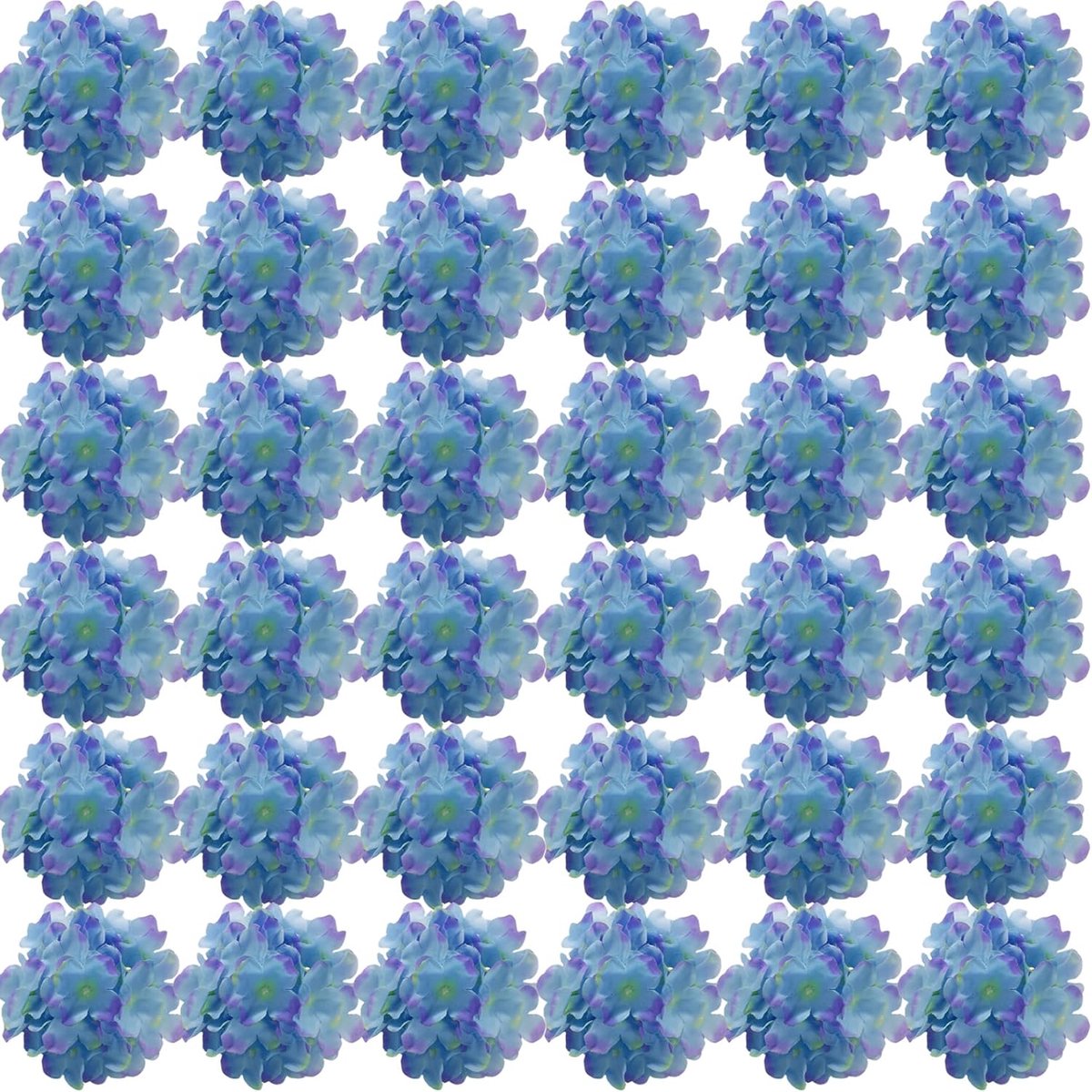 SnelShoppen - 35 Stuks Kunstmatige Hortensia Bloemkoppen met Steel - 18 cm Diameter - Blauw-Paars - Perfect voor Boeketten en Decoratie