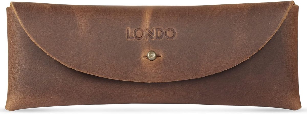 SnelShoppen - Londo Retro Leer Etui met Drukknoop Sluiting, Mink, One Size, Luxe Pennenhouder voor Thuis, Kantoor en Reizen