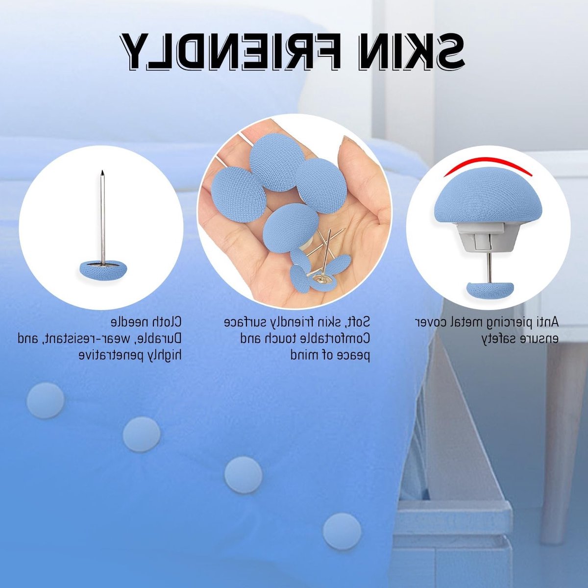 Mushroom Ronde Beddegoed Klemmen, Antislip Duvet Clips voor Quilt Fixatie, Decoratieve Bevestiging (4 Blauwe)