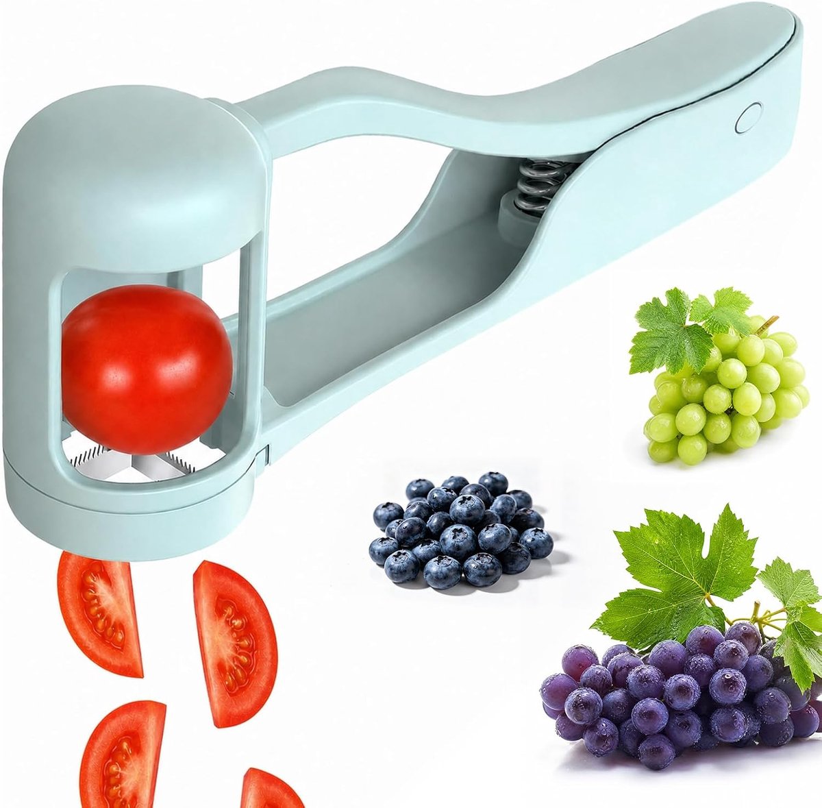 SnelShoppen - RVS Tomaat Snijder, Druif Snijder, Fruit Cutter voor Kers, Tomaat, Aardbei - Handige Keuken Gadget voor Feest, Camping, Kinderen - Gemak
