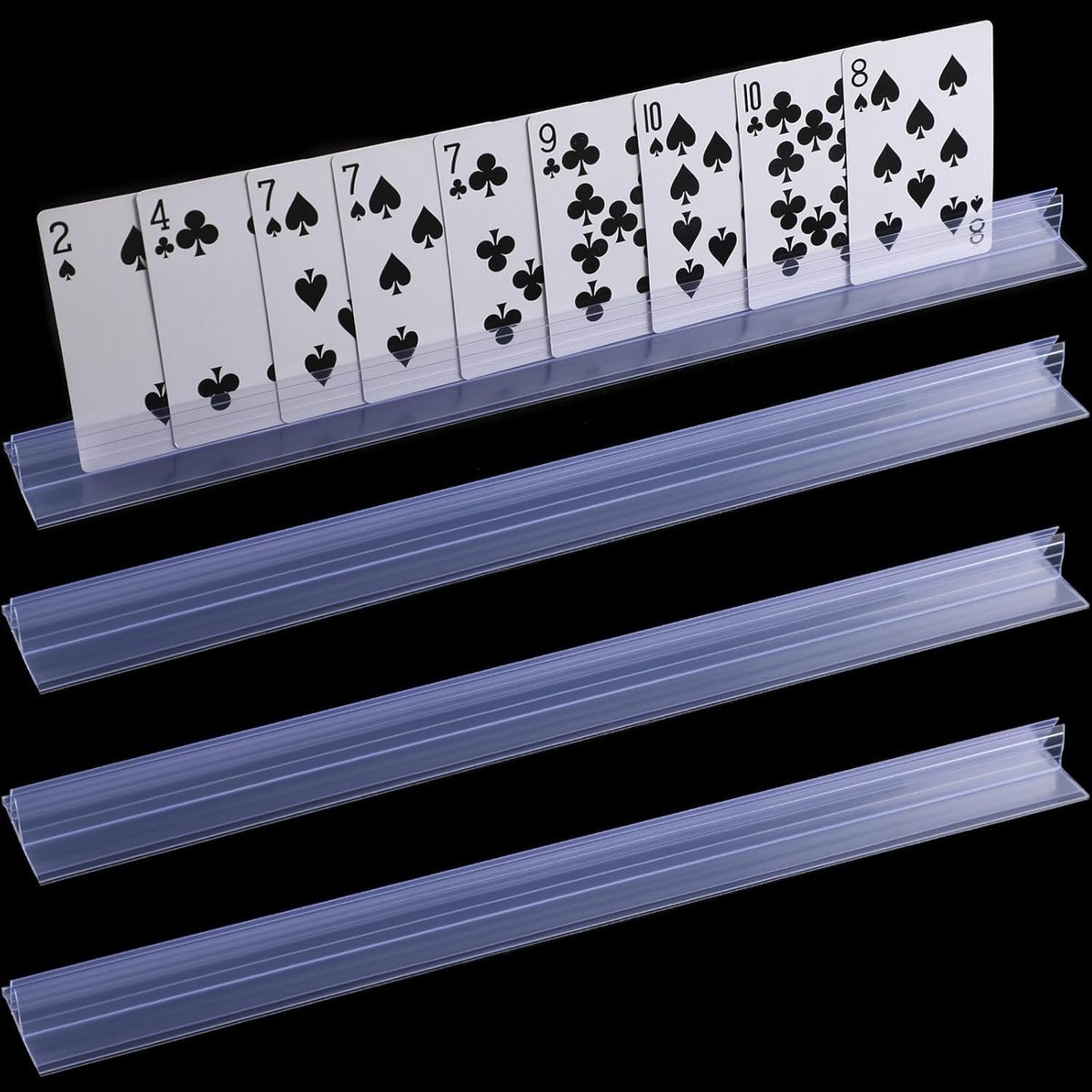 SnelShoppen - 4 Transparante Plastic Speelkaarthouders - Handsfree Kaartstandaard voor Poker, Bridge en Gezelschapsspellen - Stevige Kaartenhouder - P