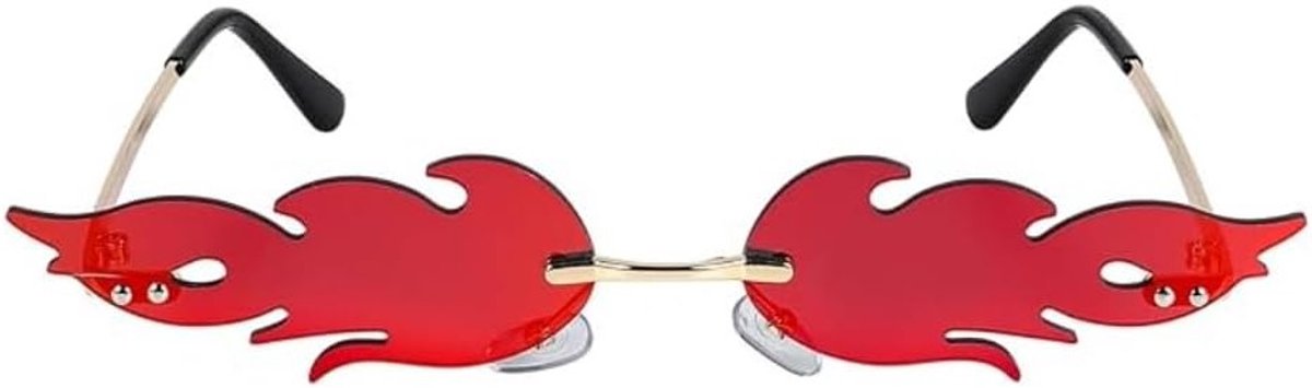 Thijox - Randloze Golf Zonnebril voor Mannen en Vrouwen met Vuurgevormde Glazen - Rood - Perfect voor Strand, Feesten, Kamperen en Reizen - Metaal, 15