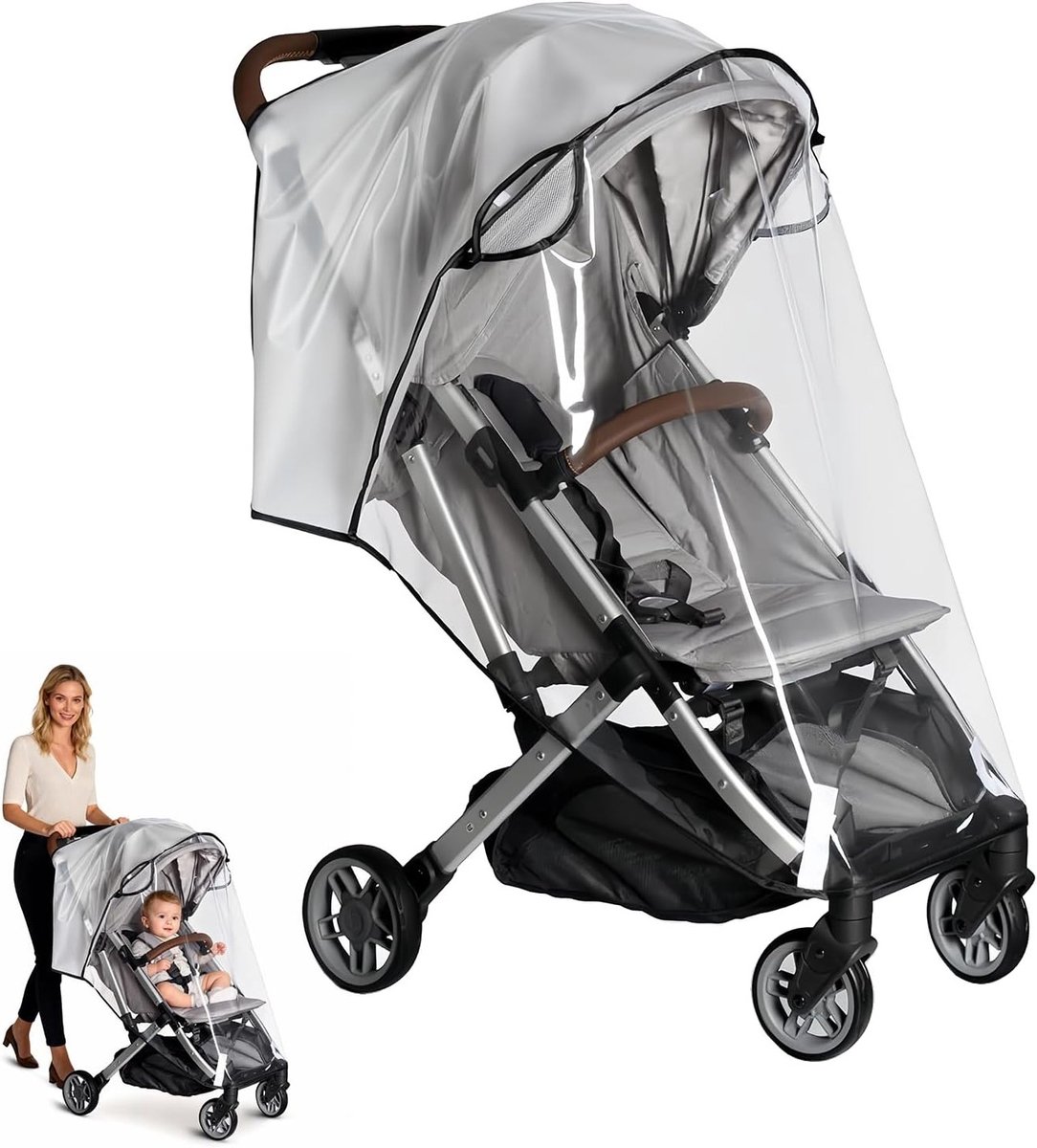 Waterdichte kinderwagen regenhoes, bescherming tegen regen, wind en sneeuw, ademend en transparant voor optimaal comfort van je baby