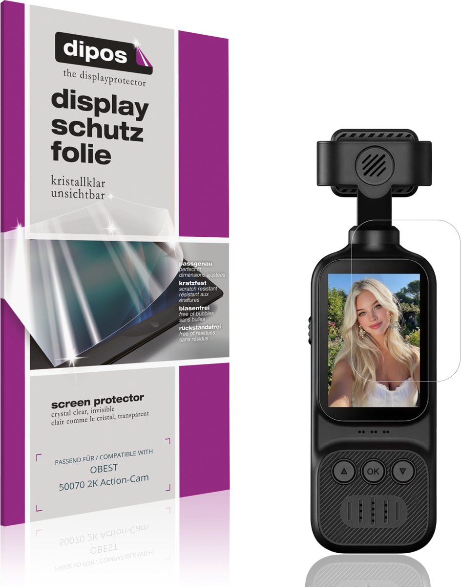 dipos – 4x Beschermfolie geschikt voor OBEST 50070 2K Action-Cam | Krasbestendige & heldere Screenprotector Ultra-Thin