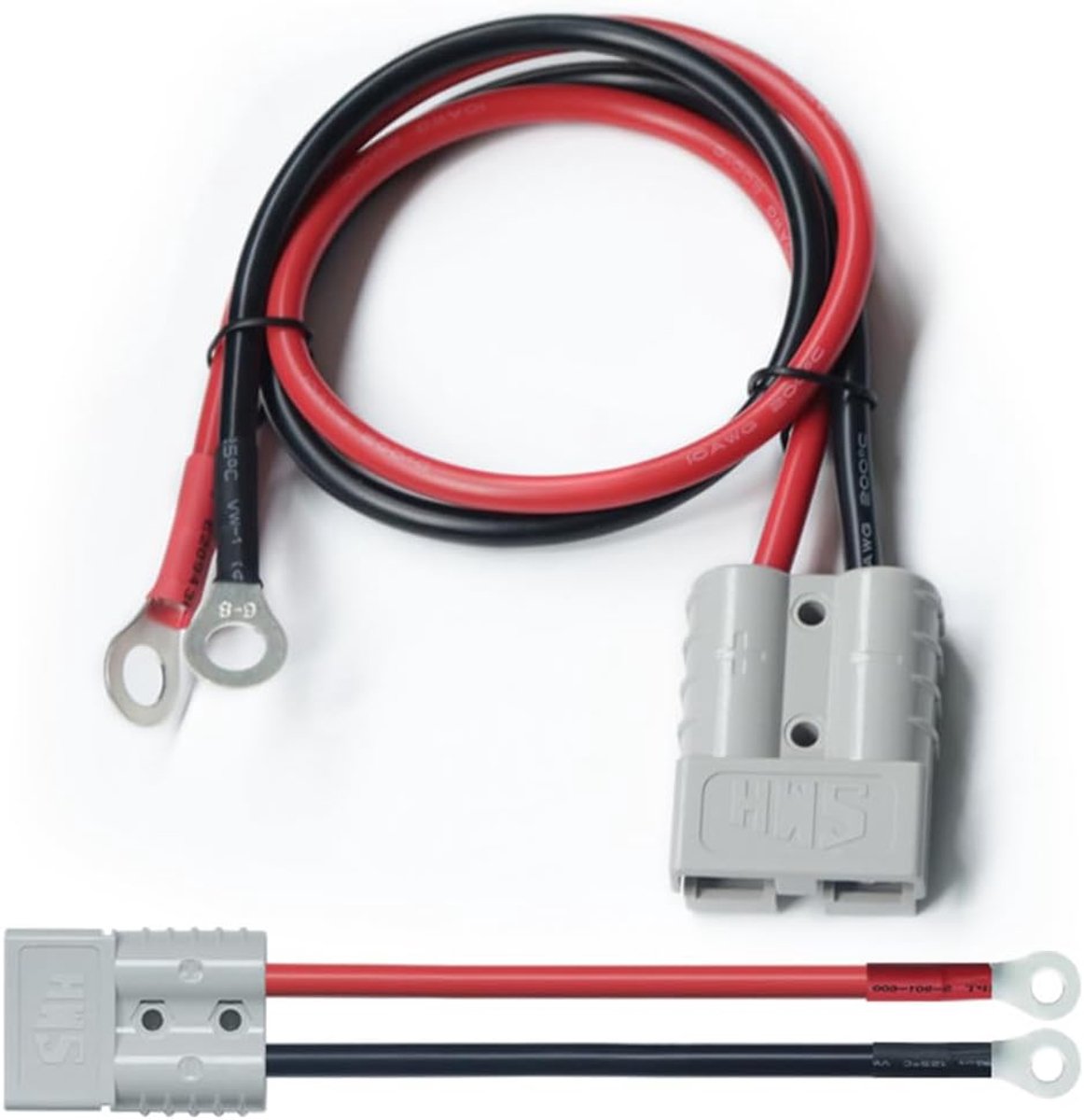 SnelShoppen - Pack van 2 50 A Anderson Power Kabels van 50 cm met O-Ring Batterijverbinding, 10 AWG voor Motorfiets, Zonne-energie, Auto Accu en Meer