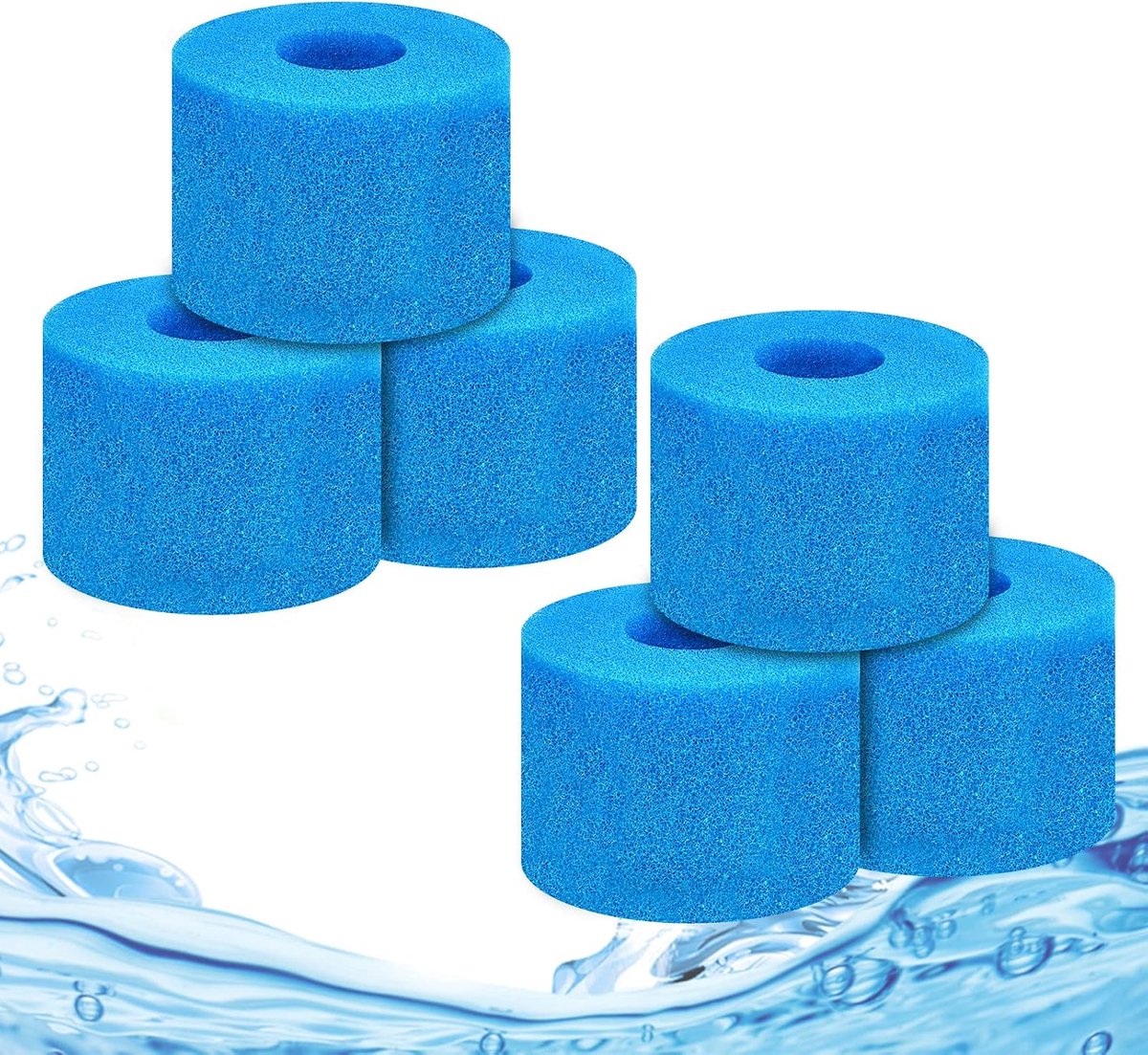 SnelShoppen - Set van 6 Filter Sponzen Type S1 - Herbruikbare Foam Pool Filter Cartridges - Ideaal voor Zwembad en Aquarium - Milieu-vriendelijk en Ho
