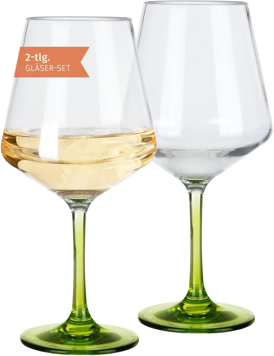 SnelShoppen - Set van 2 Shatterproof Witte Wijnglazen 450 ml Polycarbonaat - Modern Design voor Feest, Camping, Tuin en Thuisgebruik