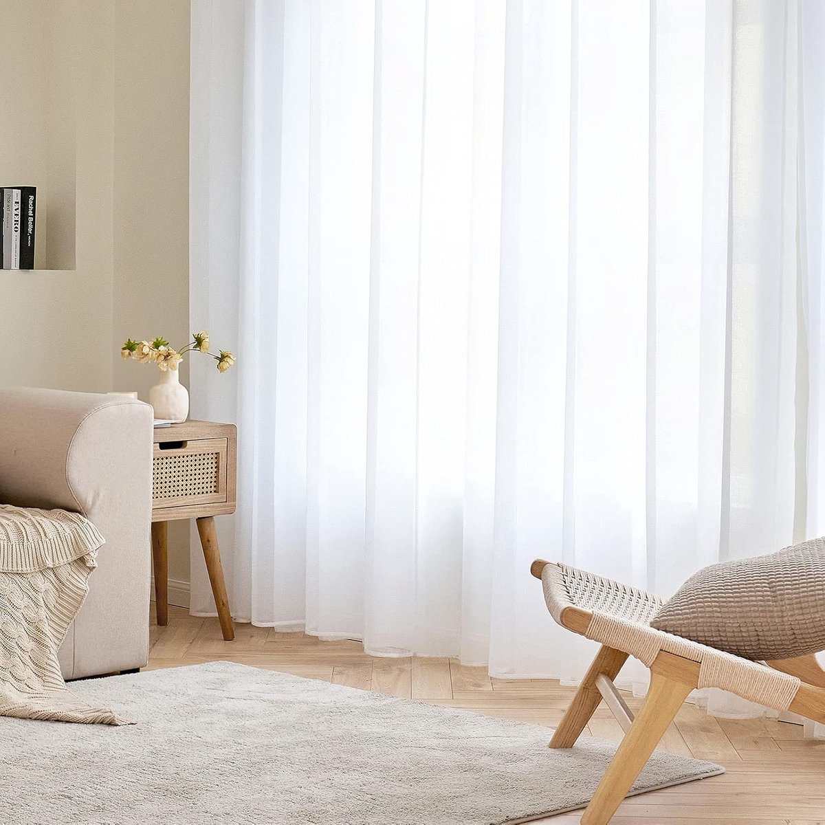 SnelShoppen - Transparante Gordijnen Set van 2 - 140x280 cm - Polyester Voile Gordijnen met Oogjes - Decoratieve Luchtige Raamdecoratie voor Slaapkame