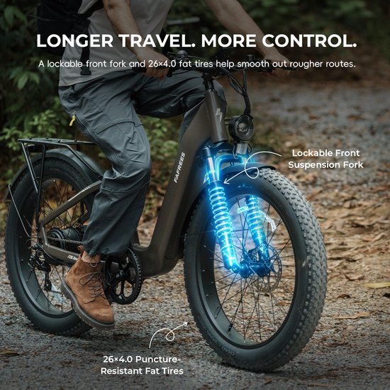 FAFREES F26 Rover Full-Size All-Terrain E-Bike - 48V 20Ah Accu, 95km Bereik, 55Nm Koppel, 26"x4.0" Vetbanden-Blauw van FAFREES — afbeelding 5