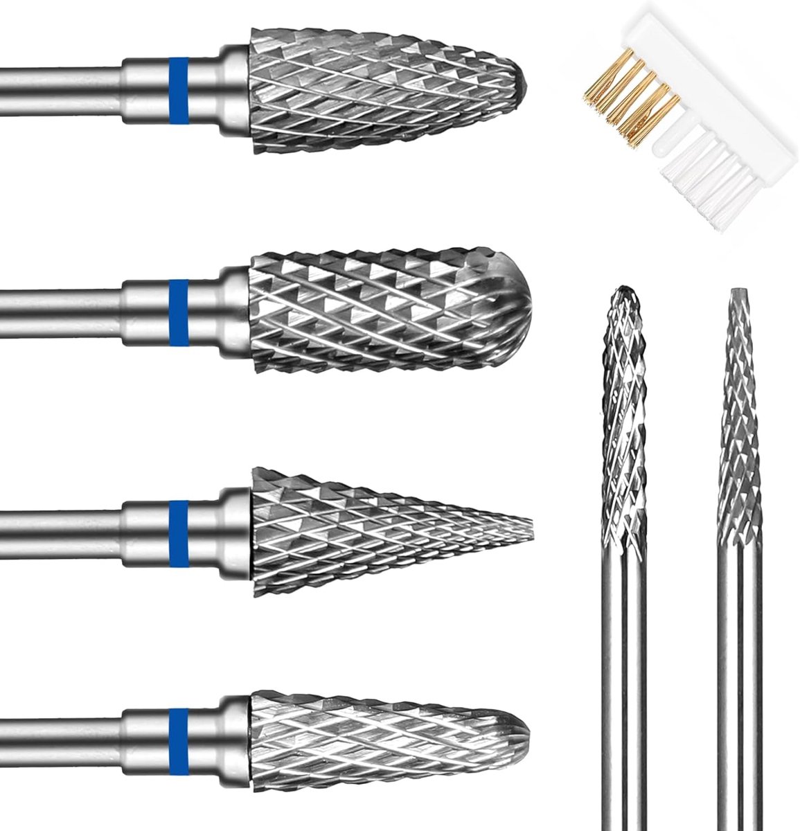 SnelShoppen - Nail Cutter Set 3/32 Inch - 6 Professionele Tungsten Snijgereedschappen voor Acryl- en Gel Nagels - Ideaal voor Thuis en Salon Gebruik