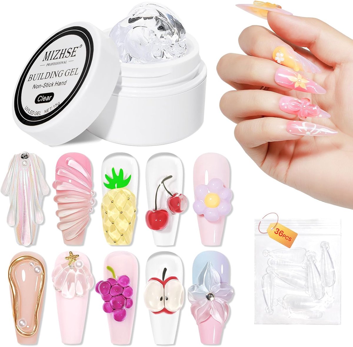 SnelShoppen - Builder Gel voor Nagels - Helder Niet-Plakkerige Hard Gel voor Nagelverlenging en 3D Sculpturen - DIY Nagelkunst voor Thuis en Salon - 3