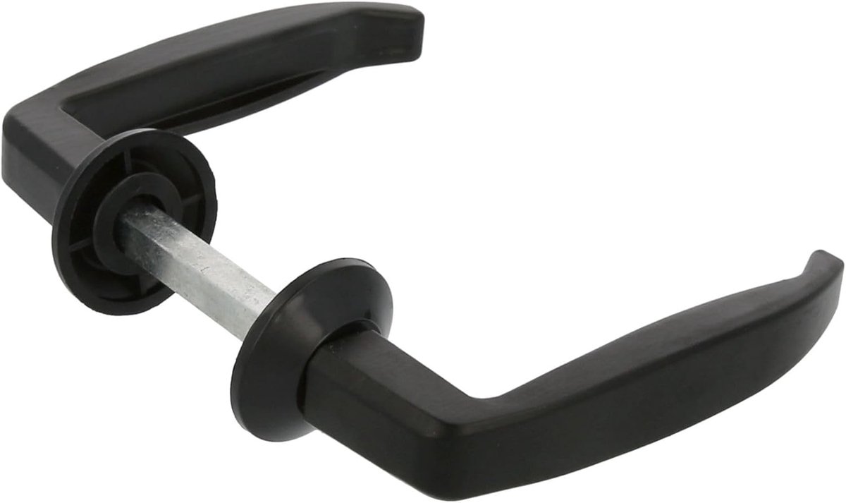 SnelShoppen - Set van zwarte aluminium deurknoppen 105 x 45 mm - Geschikt voor binnendeuren en buitendeuren, rosette Ø35 mm - Deurdikte 45-55 mm