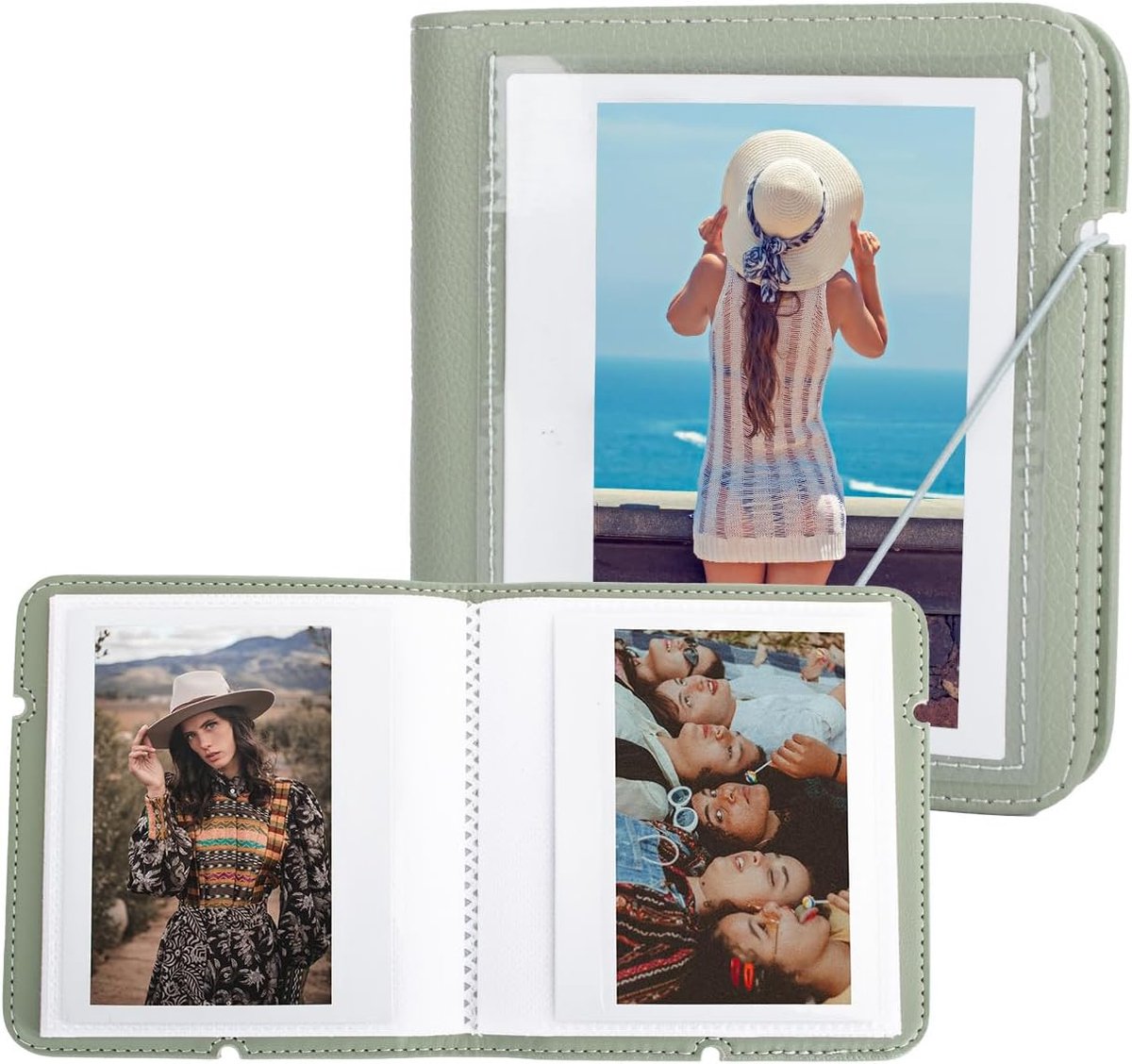 SnelShoppen - Fotoalbum voor Instax WIDE EVO/WIDE 400/WIDE 300/WIDE 210 - PU Leer - 28 Pockets - Mini Album voor Foto's en Coupons - 12x2x13cm