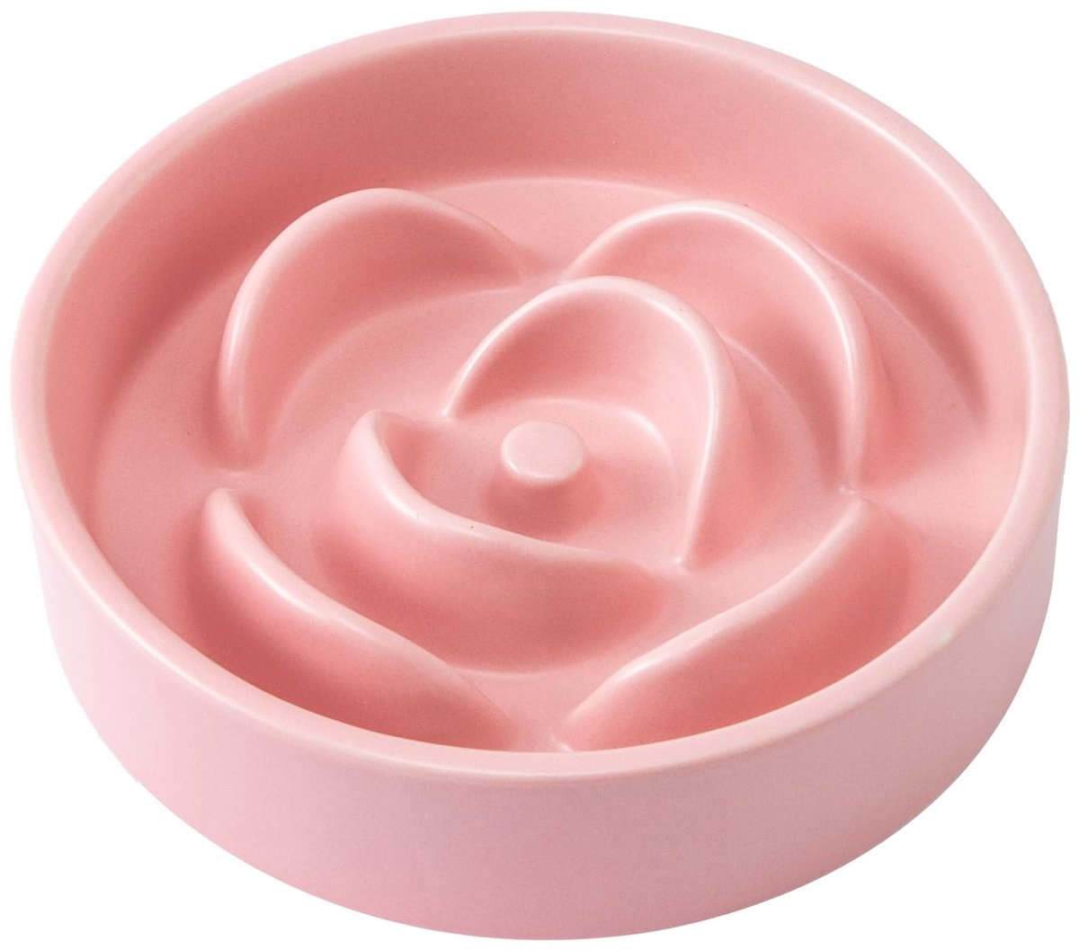 Keramische Slow Feeder Hondenbak 340ml - Anti Schrok Voerbak voor Katten en Kleine Honden - Bloemvormig Design - Vertraagt Eten voor Betere Spijsvertering - Roze