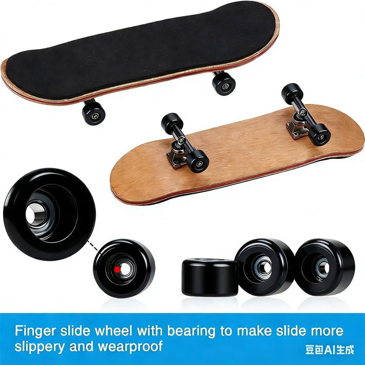 SnelShoppen - Mini-vingerskateboard van esdoornhout - Creatief vingerboard, professioneel vingerboard, coördinatietraining, compact en licht speelgoed