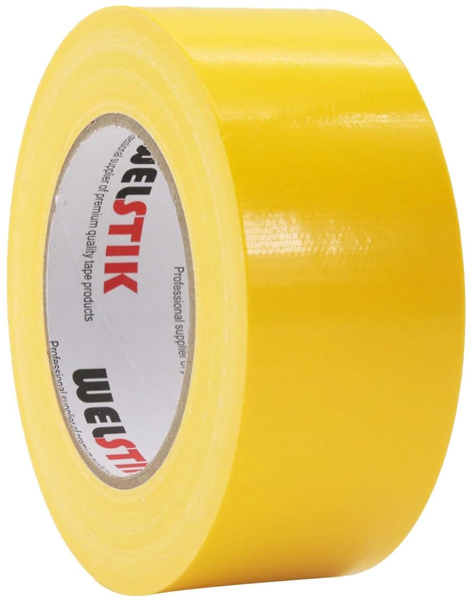 SnelShoppen - Professionele Kwaliteit Plakband - Waterdichte Stoffen Tape - Gele Reparatietape 50mm x 41m voor Creatief Werk, Verpakking, Tuin, Keuken