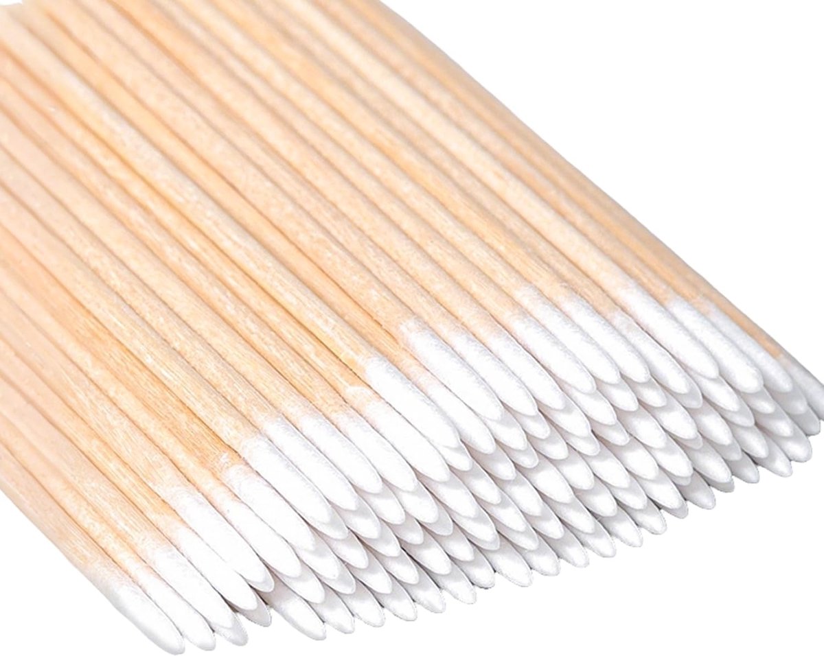 SnelShoppen - 400 Stuks Wattenstaafjes met Puntige Tip, Houten Sticks voor Make-up, Eyebrow Tattoo, Nagels en Nauwkeurige Reiniging - Zacht Katoen, Id