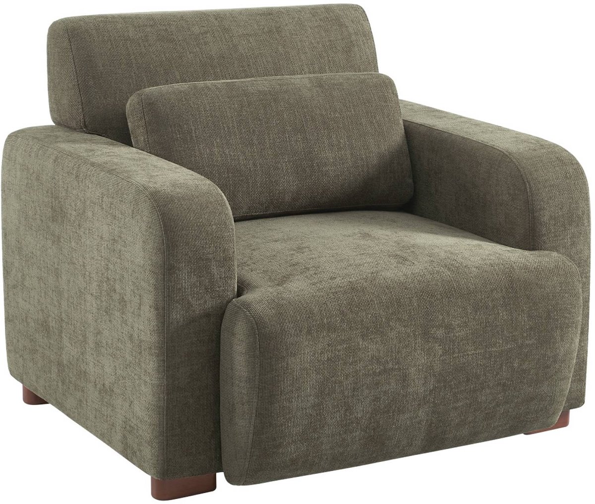 sweeek - Fauteuil van stof met rubberhouten poten 1 zitplaats - dany