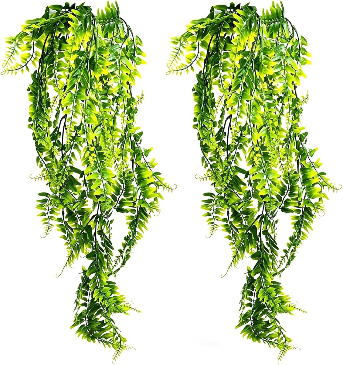 SnelShoppen - 2 Packs Kunstplanten voor Hangend Decoratie, Groene Fern en Klimop Bladeren, Kunstmatige Hangplanten voor Binnen en Buiten, Ideaal voor