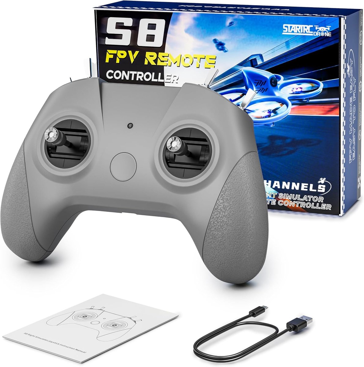 SnelShoppen - STARDRONE S8 RC Vluchtsimulator Controller, 8 Kanalen FPV Drone Afstandsbediening voor Realistische Vluchtsimulatie, Geschikt voor Begin