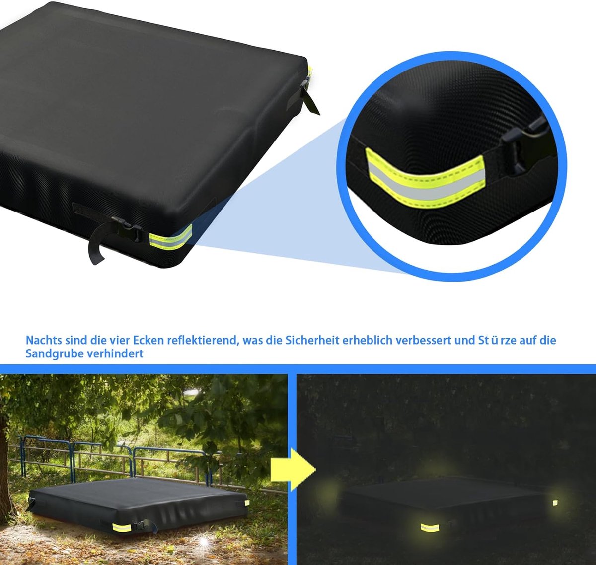 SnelShoppen - Sandpit Cover 600D Oxford Fabric Waterproof PVC Coating 185x185x20 cm Zwart - UV-bestendig, Weerbestendig, Anti-UV Bescherming voor Tuin