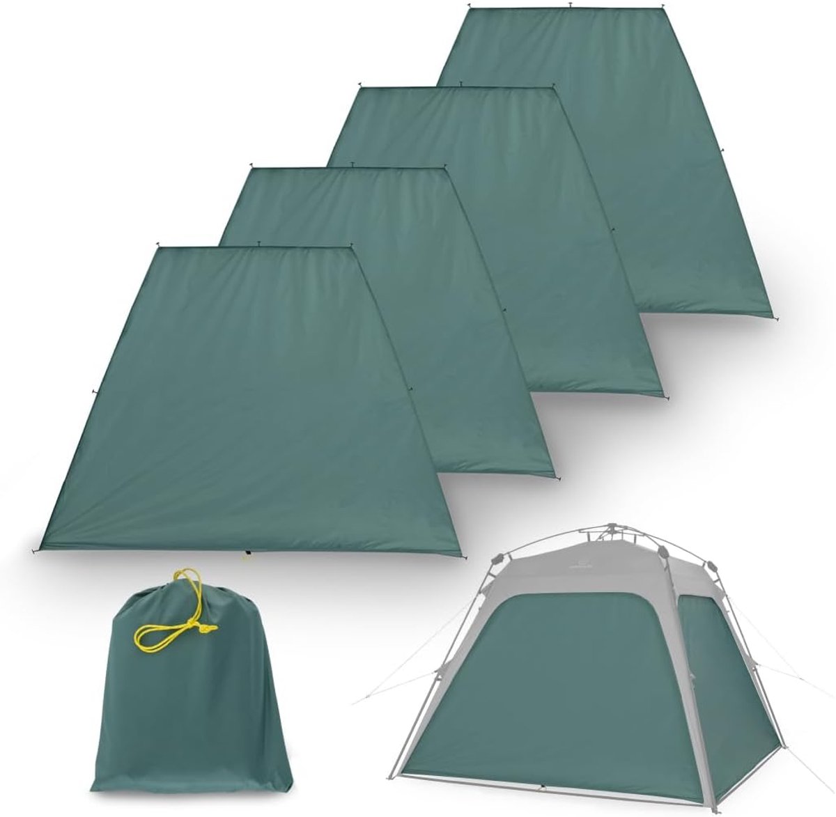 SnelShoppen - Justcamp Alabama Sidewall Set (4x) - 4 Zijkanten voor Partytent - UV50 Coating - 3000 mm Waterdicht - Ideaal voor Feest, Camping en Tuin