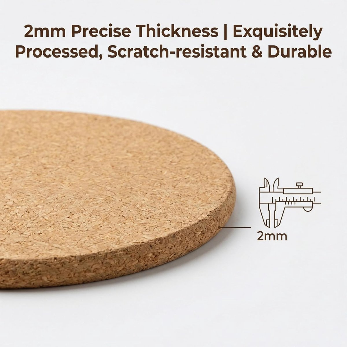 SnelShoppen - 60 Stuks Kurken Onderzetters Rond - Antislip Hittebestendige Glas Onderzetters - Zacht Kurkmateriaal - 10 cm Bruin - Perfect voor Thuis,