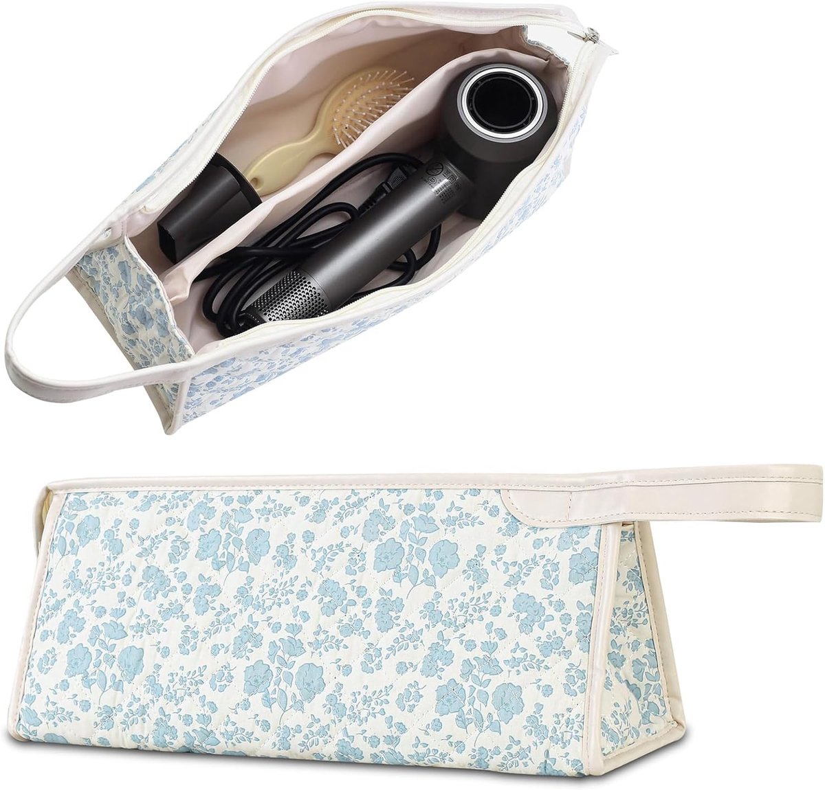 SnelShoppen - Travel Storage Bag voor Styling Tools, Handige Organizer, Katoenen Bloemen Tas, Ideale Reisoplossing voor Haarstyling, Make-up, en Acces