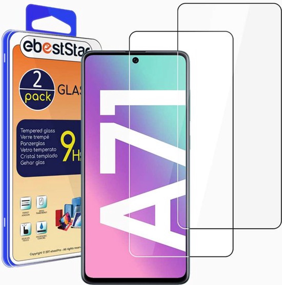 ebestStar - {2 Stuks} Gehard glas geschikt voor Samsung Galaxy A71 SM-A715F, Screen Protector Cover, Schermbeschermer Tempered Glass