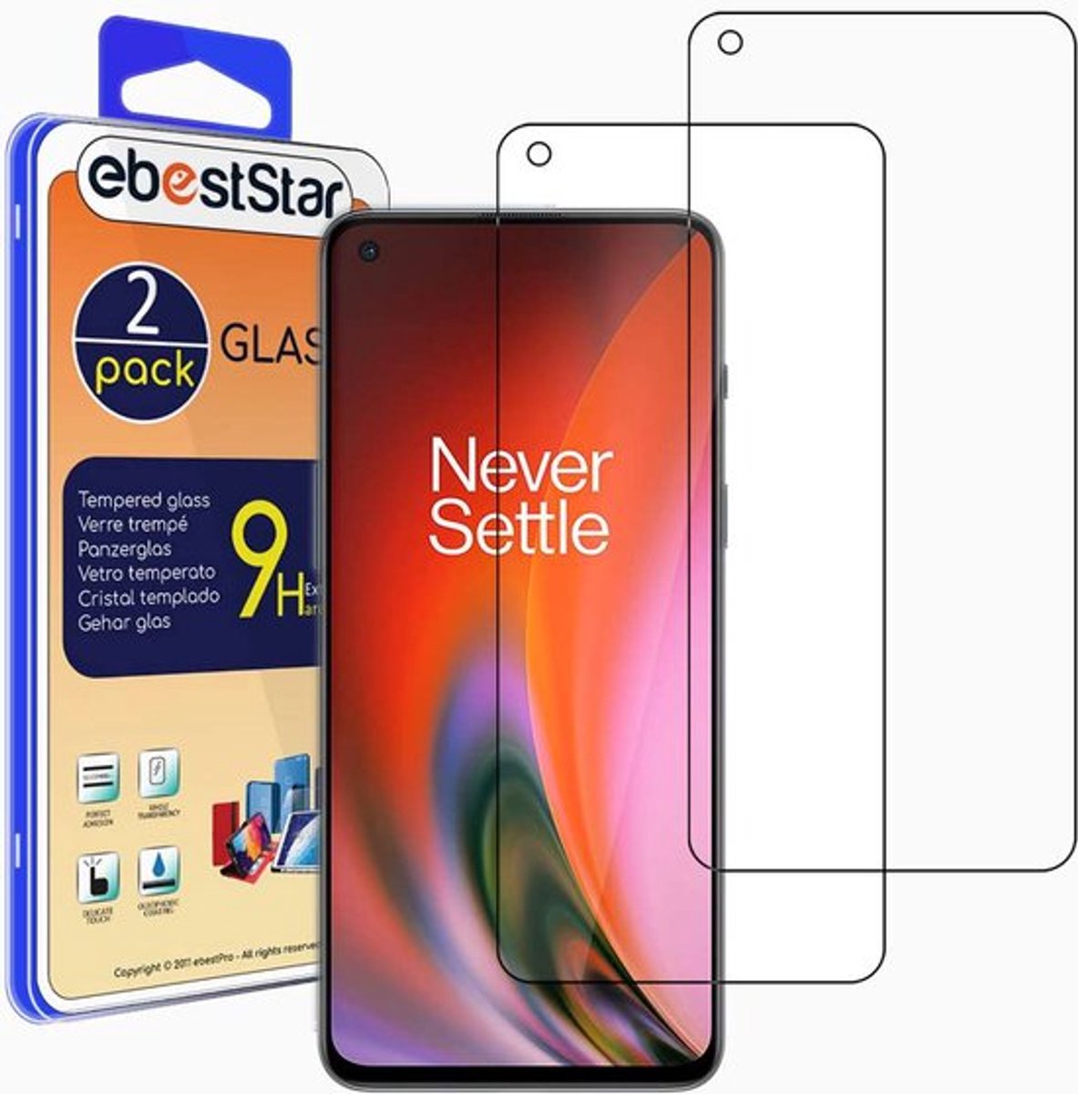 ebestStar - {2 Stuks} Gehard glas geschikt voor OnePlus Nord 2 5G, Screen Protector Cover, Schermbeschermer Tempered Glass