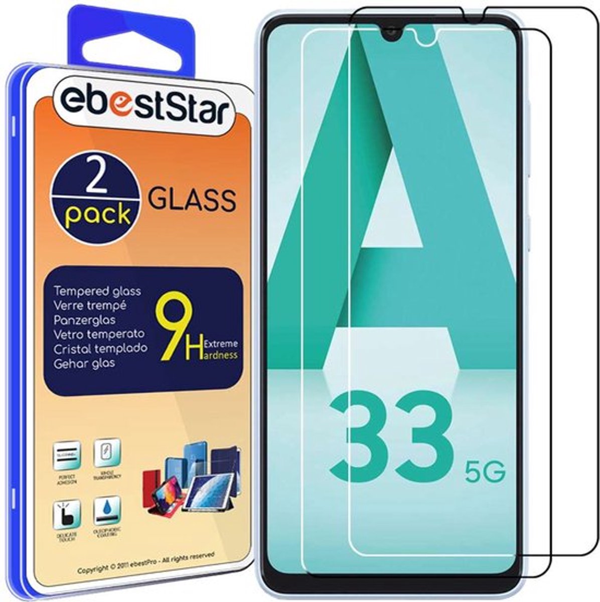 ebestStar - {2 Stuks} Gehard glas geschikt voor Samsung Galaxy A33 5G SM-A336, Screen Protector Cover, Schermbeschermer Tempered Glass