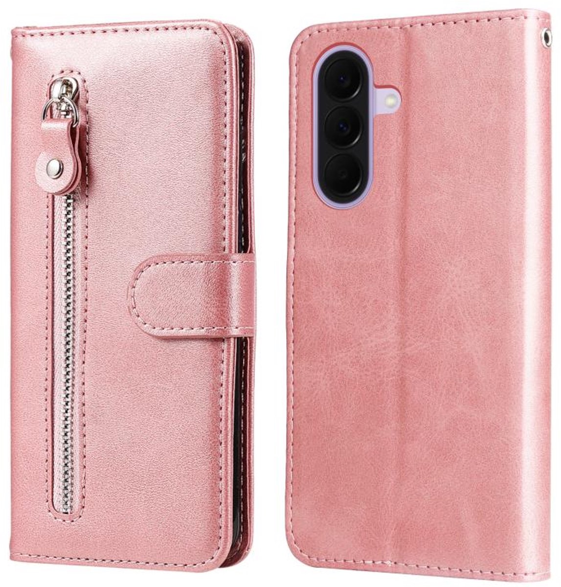 roze wallet book-case rits hoesje - Telefoonhoesje geschikt voor Samsung Galaxy A27 5G