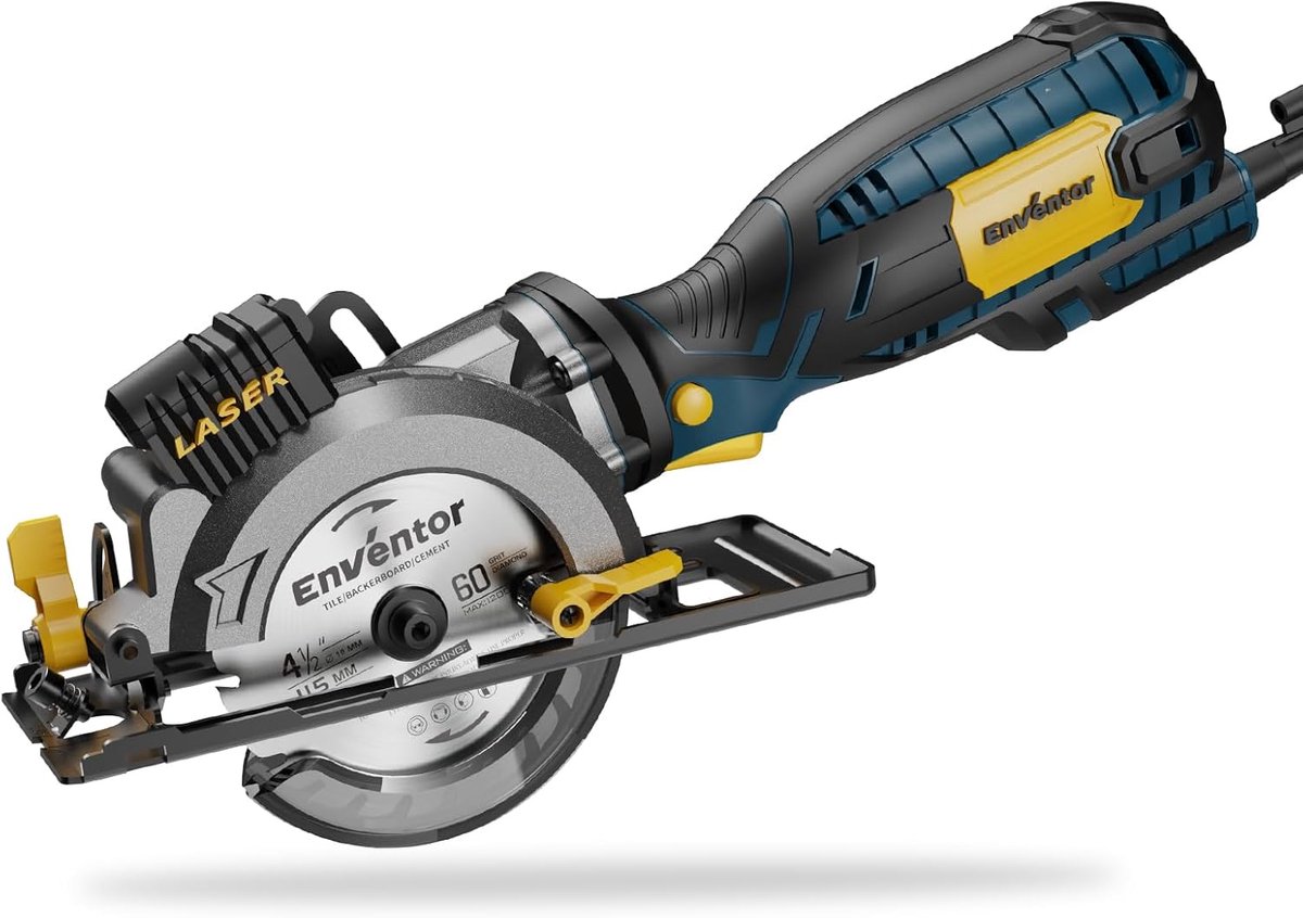 SnelShoppen - Mini Cirkelzaag 705W met Laser Guide, 3500 RPM, 6 Bladen Ø115 mm, Voor Hout, Tegels en Zacht Metaal, Compact en Lichtgewicht, Ideaal voo
