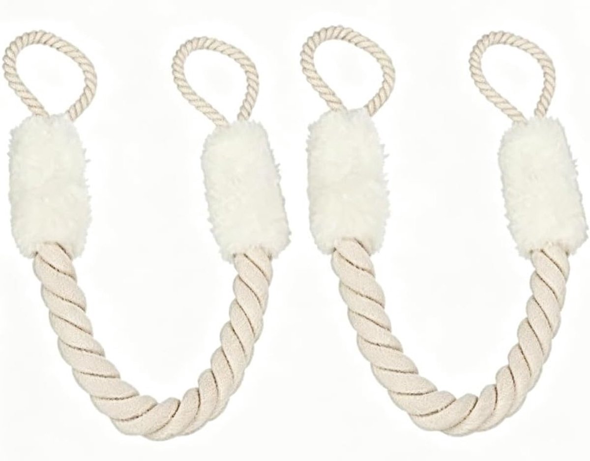 Witte deurkoord set van 2, klembescherming voor deuren, deurstopper en handgreep bescherming, katoenen touw voor deurklinken