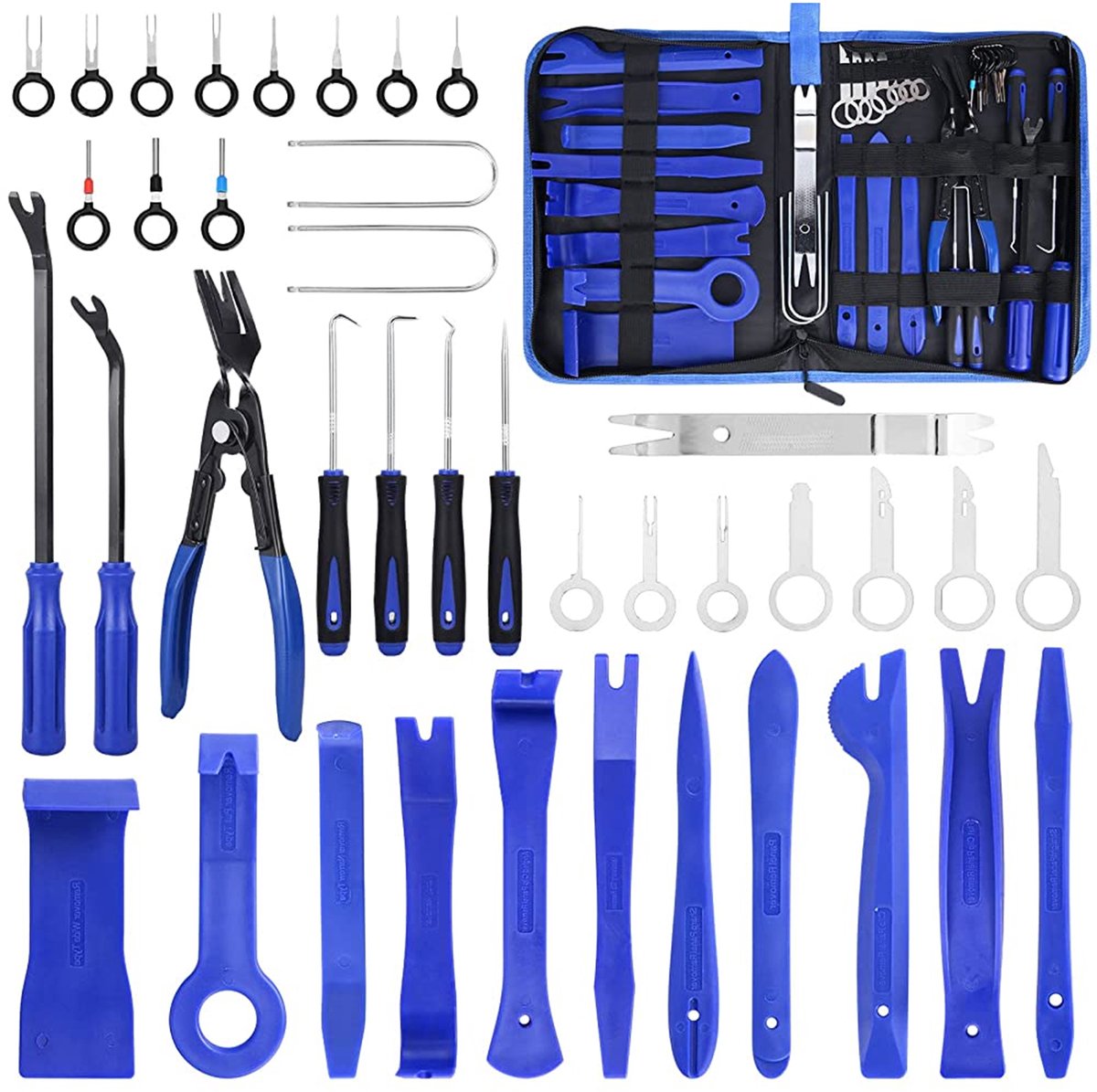 Demontage- en montageset - Complete demontage- en reparatieset - Gespecialiseerde demontage- en reparatiegereedschappen - Geschikt voor autogarages en particuliere auto-interieurmodificaties en -reparaties - Blauw